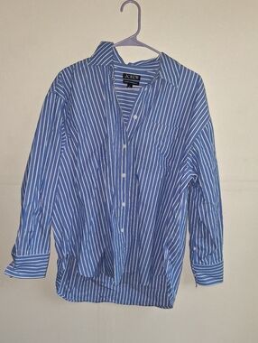J. Crew Blue White Striped Women's Button-Down Shirt Relaxed Oversizing Fit